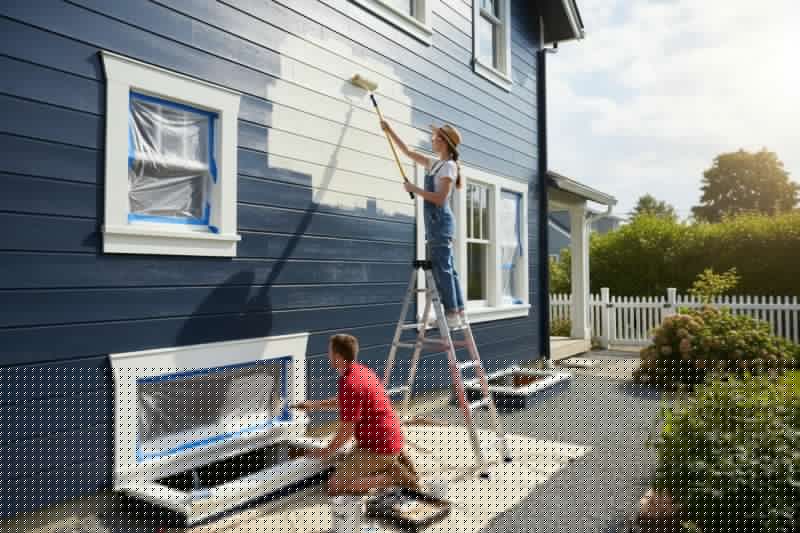 Blue Siding Installation